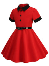 Load image into Gallery viewer, Kids Little Girls&#39; Dress Peter Pan Solid Color Cotton 1950S Vintage Dress