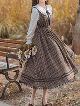 Load image into Gallery viewer, 2PS 1950S Regina Peter Pan Collar Long Sleeve Shirt And Plaid Lace Sundress Dress Suit