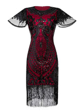 Load image into Gallery viewer, 6 Colors Short Sleeve 1920s Sequined Flapper Dress