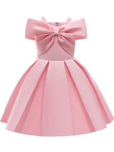 Kids Little Girls' Dress Off Shoulder Bow Birthday Christening Dress