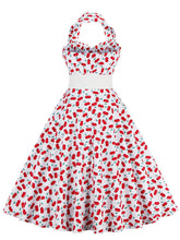 Load image into Gallery viewer, Cherry Off the Shoulder High Waist Halter 1950 Dress