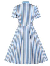 Load image into Gallery viewer, Blue And White Stripe With Pockets 50S Dress