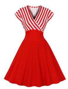Green Stripe Raglan Sleeves 1950S Vintage Swing Dress