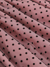 Load image into Gallery viewer, Black Crew Neck Polka Dots Embroidered Short Sleeve 50S Swing Dress
