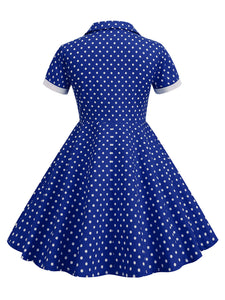 Kids Little Girls' Dress Turn Down Collar Polka Dot Cotton 1950S Vintage Dress