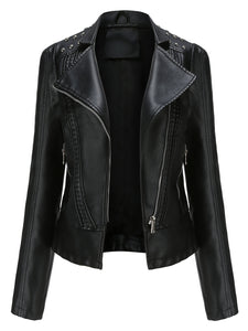 Rivet Long Sleeve PU Leather Motorcycle Jacket