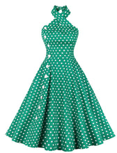 Load image into Gallery viewer, Polka Dots Halter Elastic Back High Waist 1950 Vintage Dress