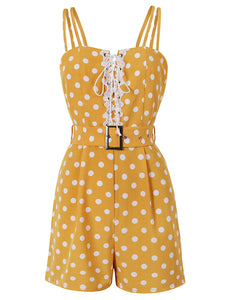 Yellow Polka Dot Sleeveless Vintage Hepburn 1950S Jumpsuit