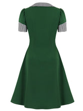 Load image into Gallery viewer, Plaid Peter Pan Collar Short Sleeve A Line 1950S Vintage Dress