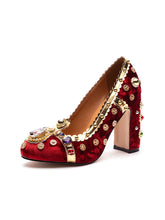 Load image into Gallery viewer, 10CM Luxury Pearls And Diamonds Chunky Heels Retro Shoes