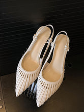 Load image into Gallery viewer, Women&#39;s Ball Heel Sandals Pointed Toe Hollow Belt Leather Vintage Shoes