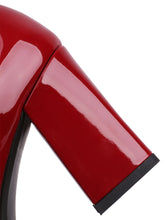 Load image into Gallery viewer, 8CM High Heel Wine Red Square-Toe Platform Mary Jane Pump