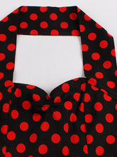 Load image into Gallery viewer, Black Ladybug Off the Shoulder High Waist Halter 1950 Dress