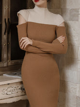 Load image into Gallery viewer, Long Sleeve Turtleneck Sweater Cut Out Bodycon Dress