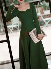 Load image into Gallery viewer, Dark Green The Marvelous Mrs.Maisel Same Style Long Sleeve Turtleneck Sweater Swing Dress