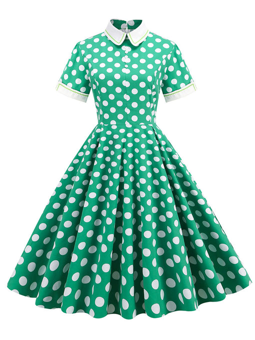 Polka Dots Peter Pan Collar 1950S Dress With Pockets