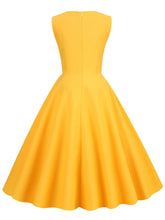 Load image into Gallery viewer, Yellow Cut Out Sleeveless 1950S Vinatge Dress With Pockets