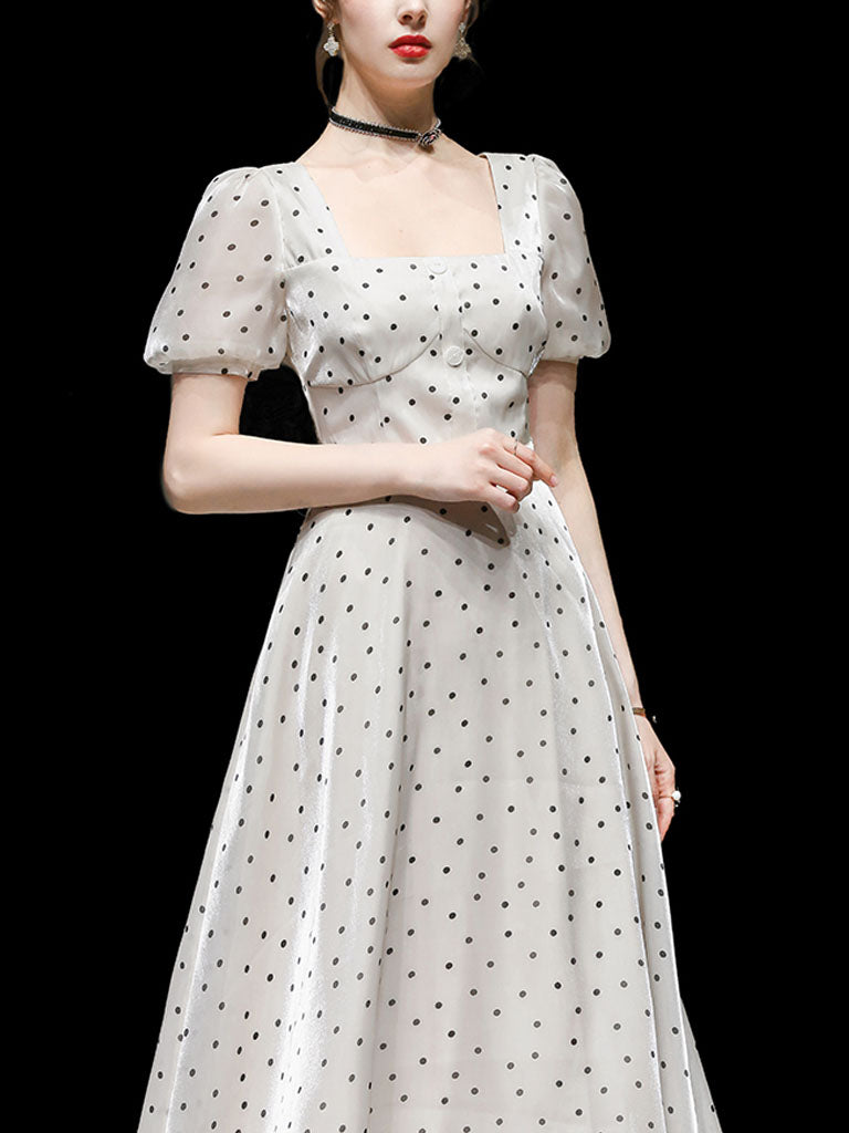 green emerald velvet dress Cotton Old School Lolita Dress, Heart Polka Dot