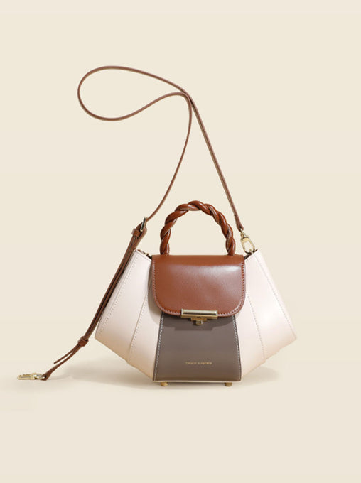 1950S Shell Shape Cowhide Crossbody Bag Calf Leather Bag Handbag