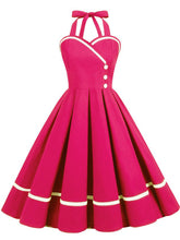 Load image into Gallery viewer, Solid Color Halter Backless 1950S Vintage Swing Dress