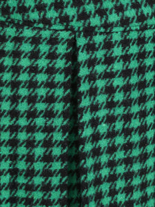 1950S  Green Houndstooth Long Sleeve Vintage Blazer Swing Dress Set