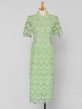Load image into Gallery viewer, Green Heavy Lace Fabric Embroidered Tassel 1940S Vintage Dress