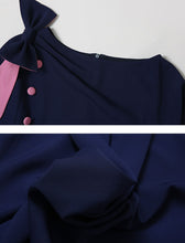 Load image into Gallery viewer, Navy Bowknot Collar Half Sleeve 1940S Bodycon Vintage Dress