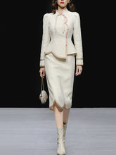 Load image into Gallery viewer, 2PS Apricot Tweed Top Jacket And Skirt 1960S Vintage Suit
