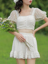 Load image into Gallery viewer, 2PS White Lace Fairy Vintage Two Piece Bikinis Swimwear Bathing Suit