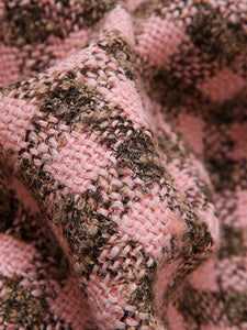 Plaid Stand Collar Houndstooth Tweed 1940S Coat