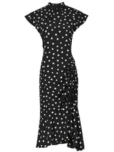 Load image into Gallery viewer, Black Polka Dots Butterfly Sleeve 1940S Vintage Dress