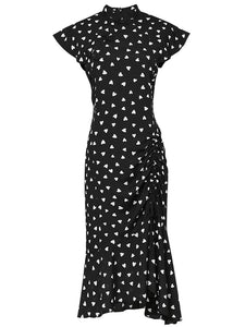 Black Polka Dots Butterfly Sleeve 1940S Vintage Dress