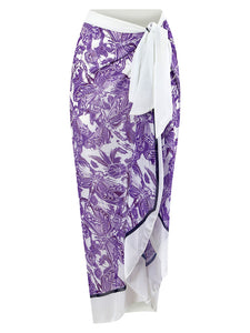 Floral Print Retro Style Strap One Piece With Bathing Suit Wrap Skirt