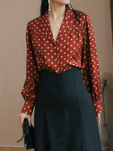 Load image into Gallery viewer, 1950S Vintage Red Polka Dots Shirt And Black Skirt Set