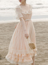 Load image into Gallery viewer, Pink Orange Ruffles Lace Vintage 1950S Swing Victoria&#39;s Fairy Dress