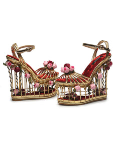14CM Open Toe Luxury Rose Box Platform Spherical Heel Sandals Retro Shoes