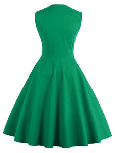 Polka Dot Square Neck Slim Fit Vintage Dress