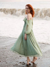Load image into Gallery viewer, Green Mid Centuries Ruffles Vintage Maxi Dress