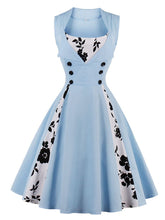 Load image into Gallery viewer, Floral Square Neck Slim Fit Vintage Dress