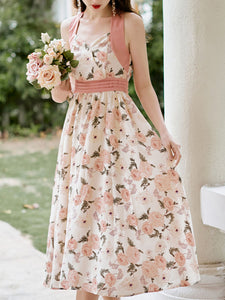 Rose Halter 1950S Vintage Dress Swing Dress
