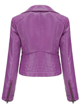 Load image into Gallery viewer, Crop Coat Long Sleeve PU Leather Motorcycle Jacket For Women