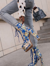 Load image into Gallery viewer, 15CM Luxury Embroidered Chunky High Heel Platform Bootie Vintage Shoes