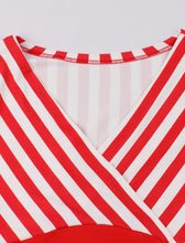 Load image into Gallery viewer, Green Stripe Raglan Sleeves 1950S Vintage Swing Dress