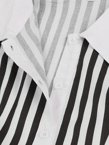 Beetlejuice Costume Black and White Vertical Stripe Swing Dress With Tie
