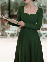 Load image into Gallery viewer, Dark Green The Marvelous Mrs.Maisel Same Style Long Sleeve Turtleneck Sweater Swing Dress