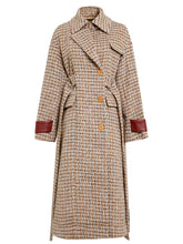 Load image into Gallery viewer, Brown Plaid Long Sleeve Women&#39;s Winter Coat
