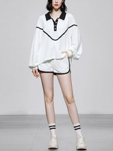 Load image into Gallery viewer, 2PS Sportswear White 1950S Vintage Girdle Sweatshirt And Shorts Set
