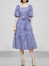 Load image into Gallery viewer, Embroidered Square Collar Puff Sleeve Vintage Dress Boho Dress