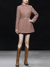 Load image into Gallery viewer, Plaid Stand Collar Houndstooth Tweed 1940S Coat