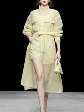 Load image into Gallery viewer, 4PS Yellow 1950S Vintage Camisole Lace Vest And Shorts Coat Set